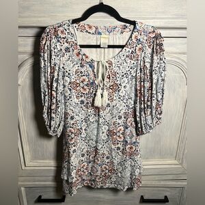L*Space White Multicolor Flowy Printed Swimsuit Coverup‎ Tunic Boho